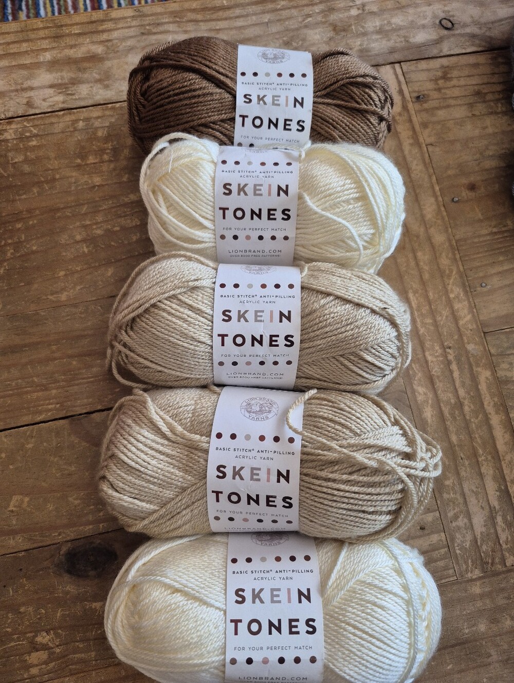 Lion Brand Basic Stitch Anti-pilling Yarn- Five Skeins Neutral Colors